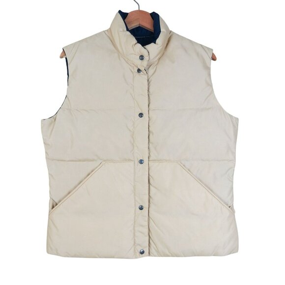 Vintage GERRY Women's 80s Tan Down Puffer Vest Size L Snap Front Made in USA - Picture 1 of 10